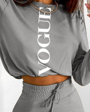 Load image into Gallery viewer, Letter Print Long Sleeve Top &amp; Drawstring Shirred Skirt Set