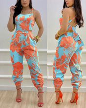 Load image into Gallery viewer, Criss Cross Tied Detail Backless Jumpsuit