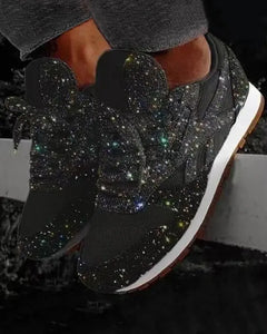 Glam Sequins Lace-up Muffin Sneakers