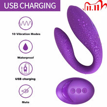Load image into Gallery viewer, Rechargeable Dildo G Spot U Silicone Stimulator Double Vibrators Sex Toy For Woman