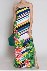 Printed tube maxi dress summer 2020