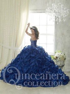 Royal Blue Quinceanera Dresses Ball Gown Sweetheart Beaded Crystal Ruffles Skirt