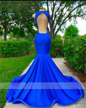Load image into Gallery viewer, Royal blue o neck long dress