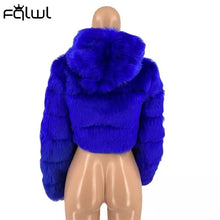 Load image into Gallery viewer, Glam Faux Fur Winter Jacket For Women 2021 Black Long Sleeve Hooded Faux Fur Coat Female Fashion Coats And Jackets Women