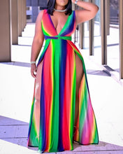 Load image into Gallery viewer, Colorblock High Slit Sleeveless Maxi Dress 