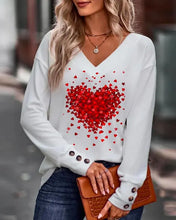 Load image into Gallery viewer, Valentine&#39;s Day Heart Print Long Sleeve Top