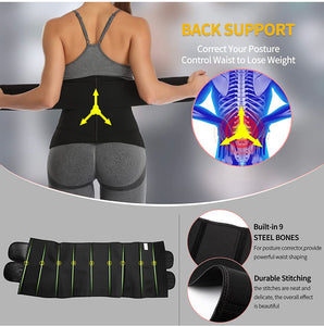 Sauna Waist Trainer Corset Sweat Belt for Women Compression Cincher Band Workout Fitness Back Support