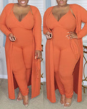 Load image into Gallery viewer, Plus Size Ribbed Plain Crop Top &amp; Pants Set With Coat &amp; Mask