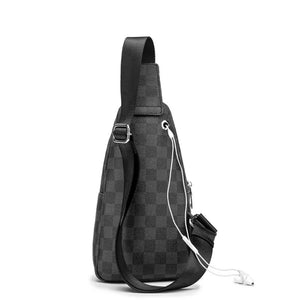 New men chest bag fashion grid breast bag vegan leather Multi-functional one-shoulder bag Outdoor sports Small shoulder bag