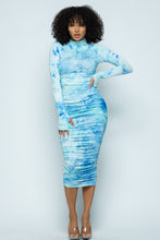 Load image into Gallery viewer, Printed mock neck midi dress Fall collection 