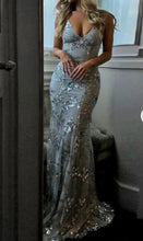 Load image into Gallery viewer, Stunning V Neck Sequined Mermaid dress