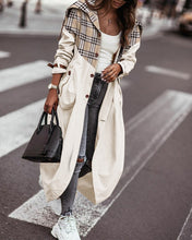 Load image into Gallery viewer, Plaid Print Button Front Longline Trench Coat