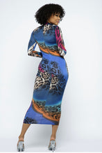 Load image into Gallery viewer, Venechia Print Mock Neck Long SLV Midi Dress Fall Collection 