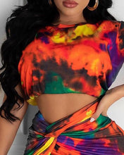Load image into Gallery viewer, Tie Dye Print Tank Top &amp; Twisted Skirt Set 