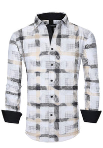 ong Sleeve Regular Fit Print Casual Button Down Shirts