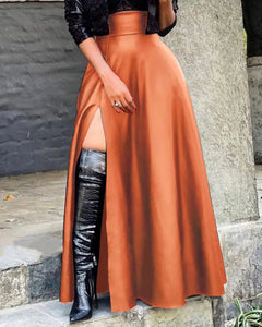 Ocean Leather High Slit Pocket Design Skirt