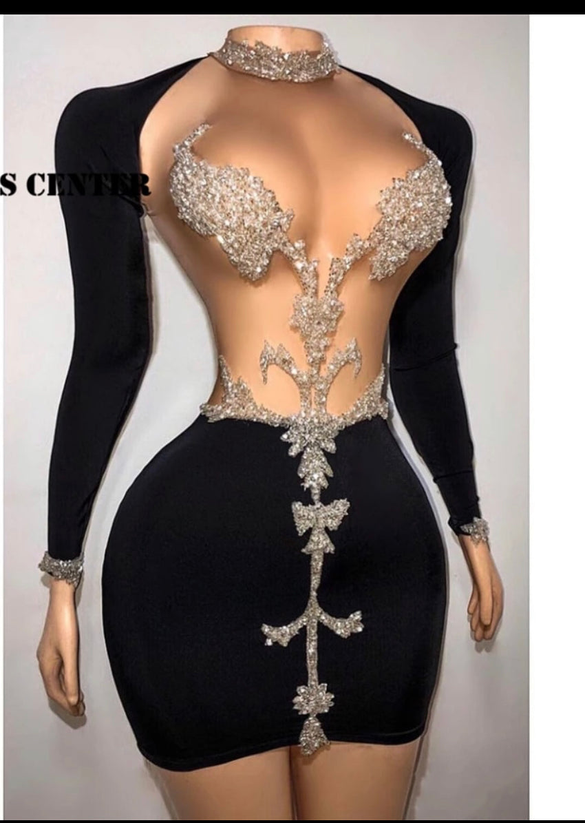 Sexy Prom Dresses Long Sleeve Celebrity Party Dress Mermaid Mini Cocktail Gown 