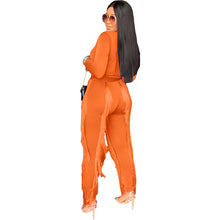 Load image into Gallery viewer, Tassels Ribbed Loungewear Plus Size Autumn 2 Piece Pants Set